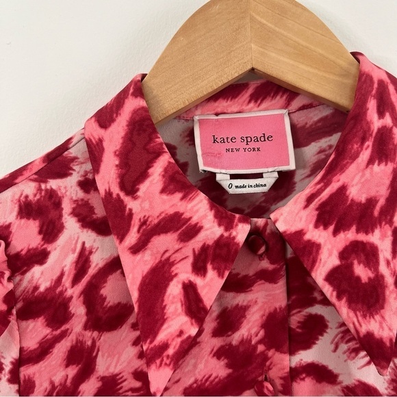 Kate Spade Panthera Leopard Long-Sleeve Mini Shirtdress - Picture 14 of 16